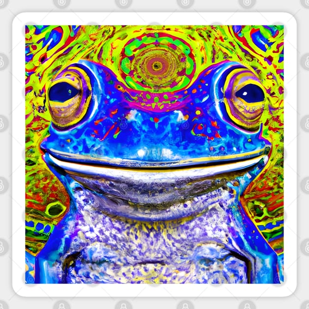 Frogger Spirit Animal (7) - Trippy Psychedelic Frog Sticker by TheThirdEye